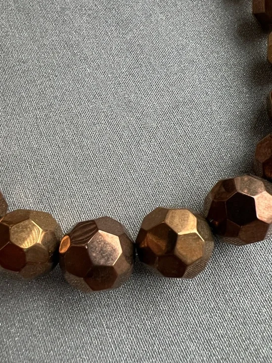 Faceted Metallic Brown Statement 8” Necklace - Picture 5 of 11